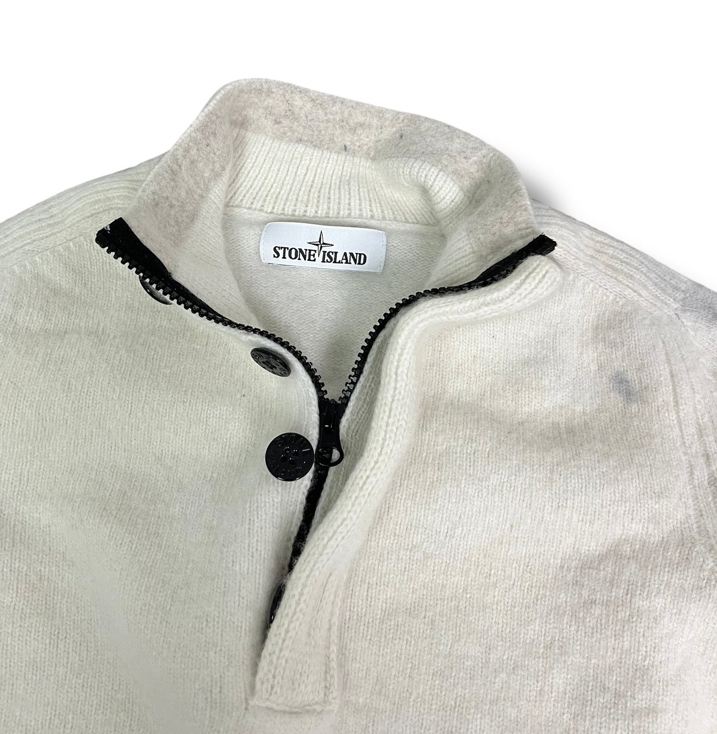 Stone Island 1/4 zip Sweater aus Lammwolle